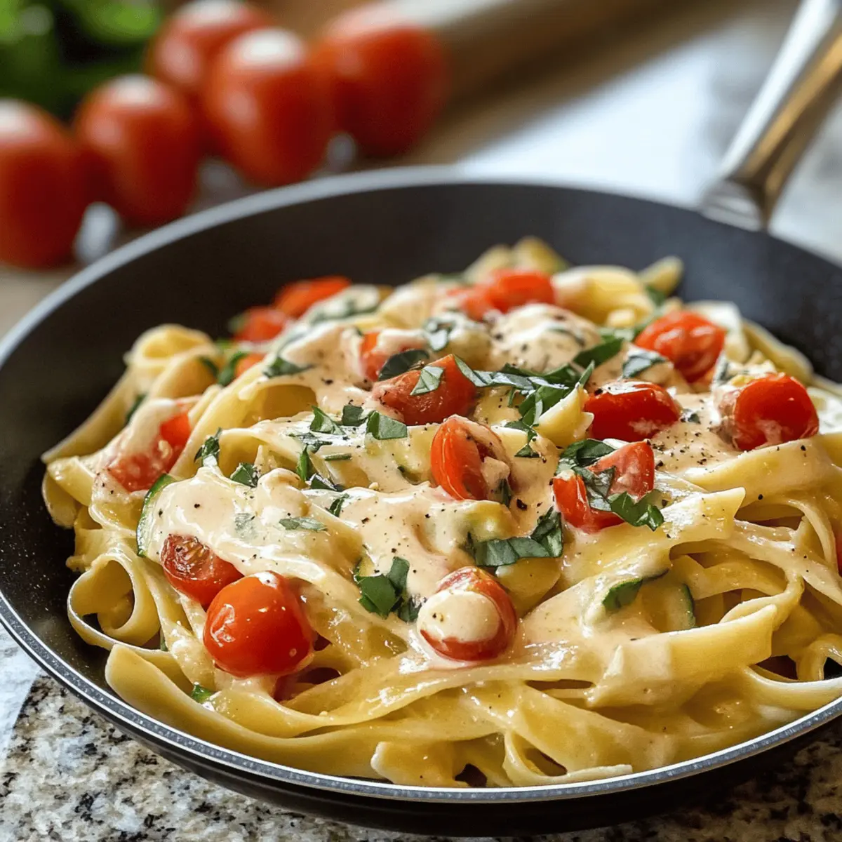 Bandnudeln mit Zucchini-Tomaten-Sauce