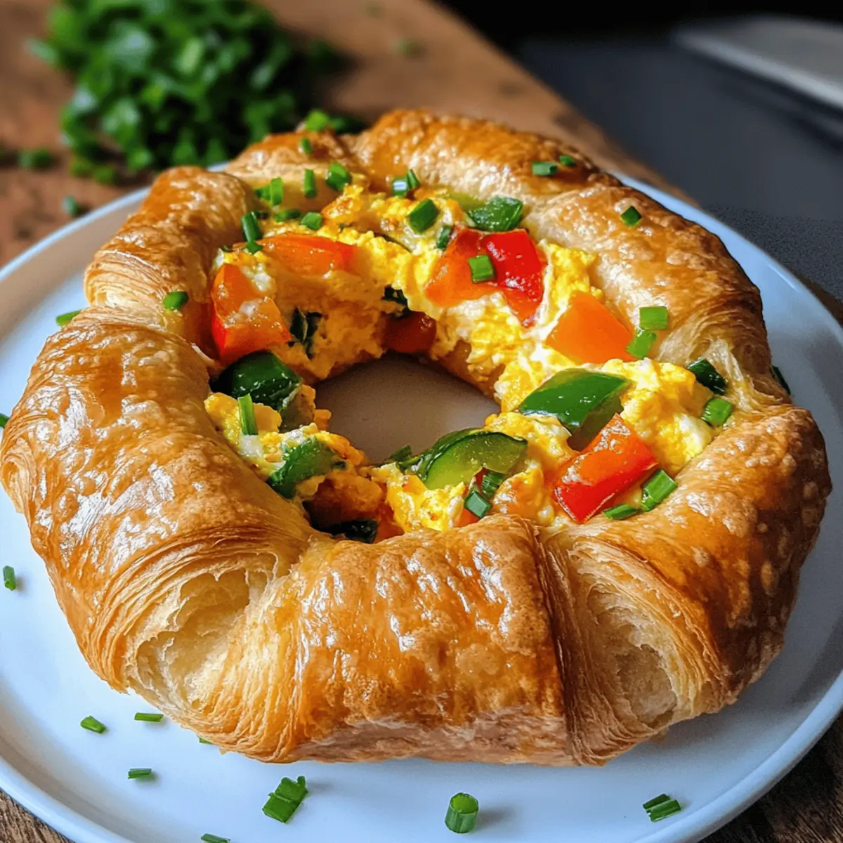 Rührei Ring aus Croissant Teig mit ganz viel Käse