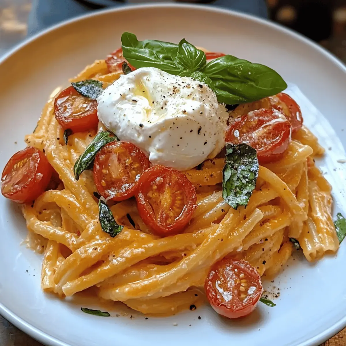 Cremige Tomaten-Burrata-Pasta