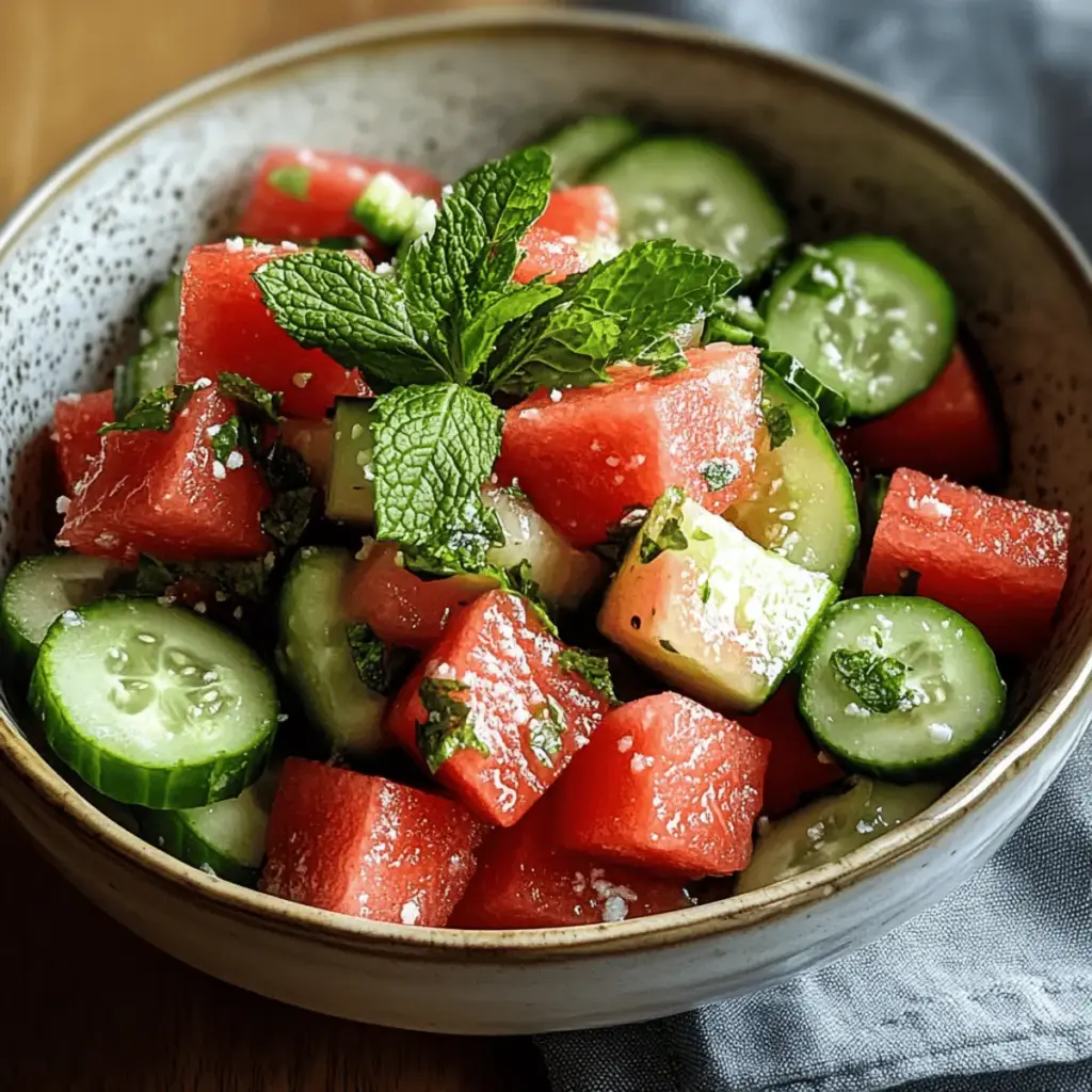 Melonen-Gurken-Salat mit Minze und Limette