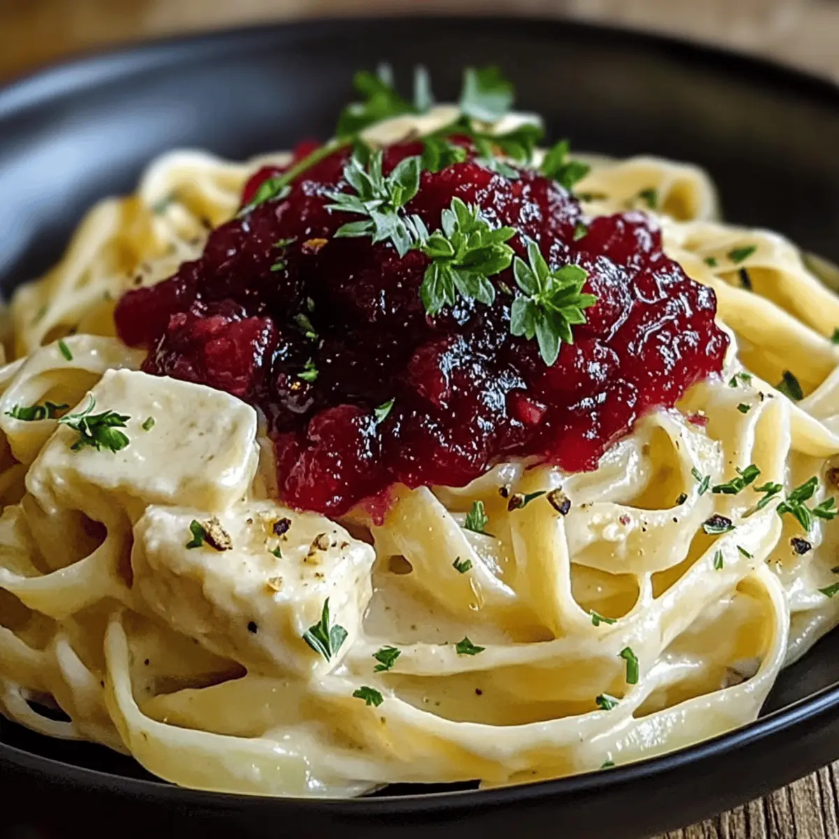 Brie-Pasta-Preiselbeeren-Kompott