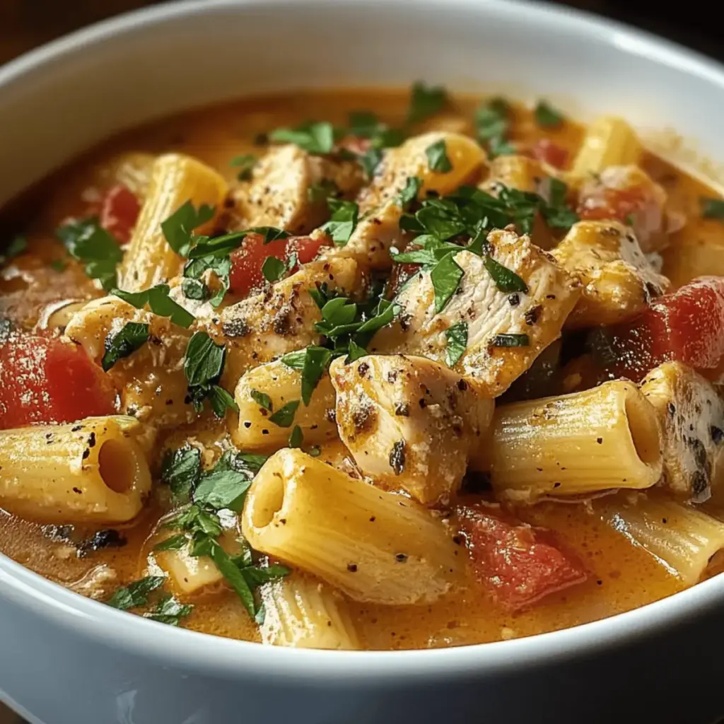 Kreolisch Hühner Pasta Suppe