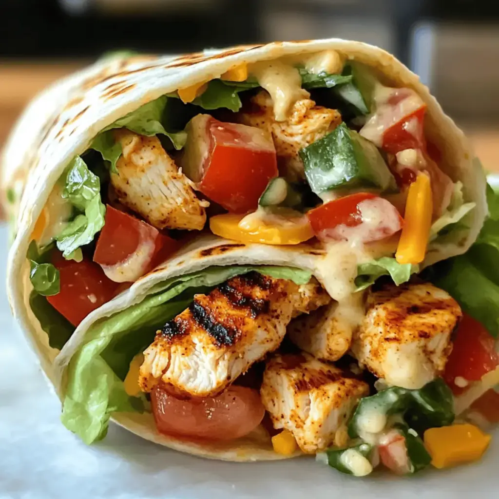 Einfacher Chipotle Ranch Gegrillter Hühnchen Burrito
