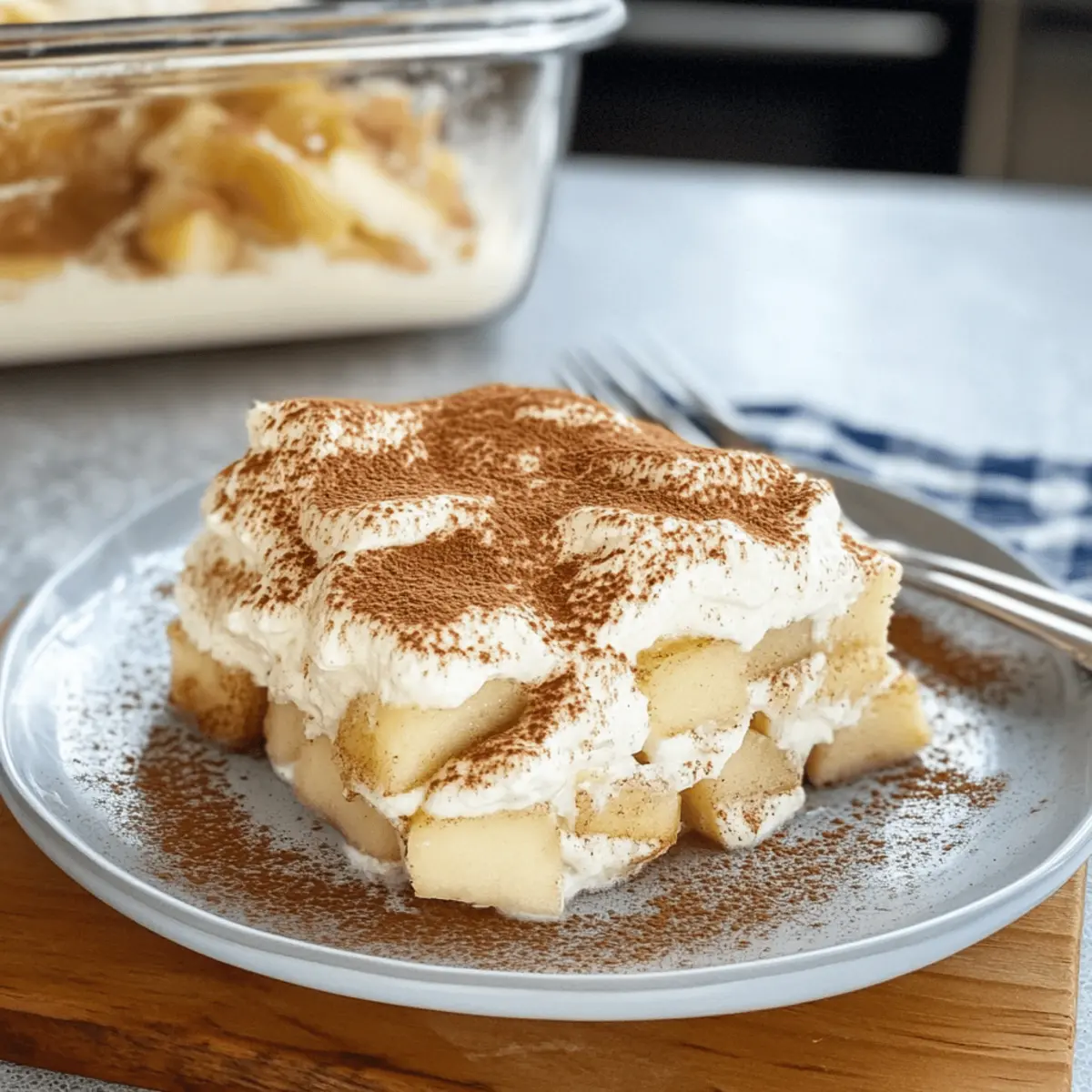 Apfeltiramisu mit Löffelbiskuits, Apfelmus und Quark