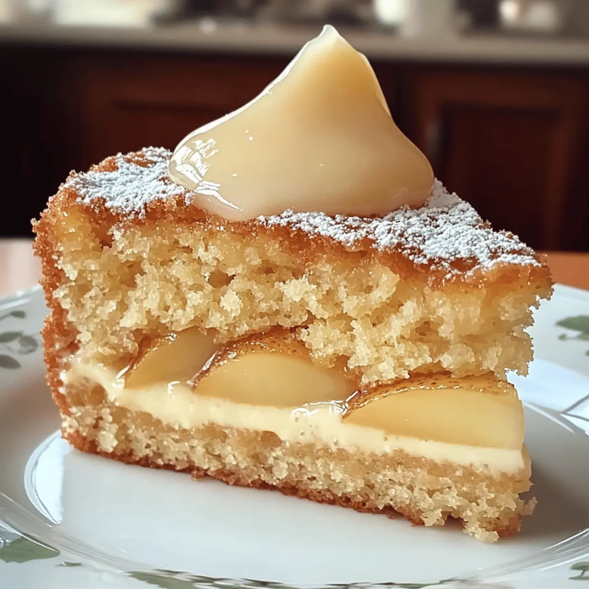 Pear cake with vanilla glaze