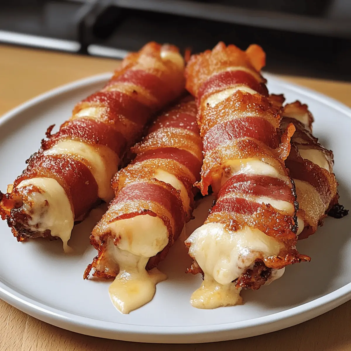 Bacon eingewickelte Mozzarella-Sticks