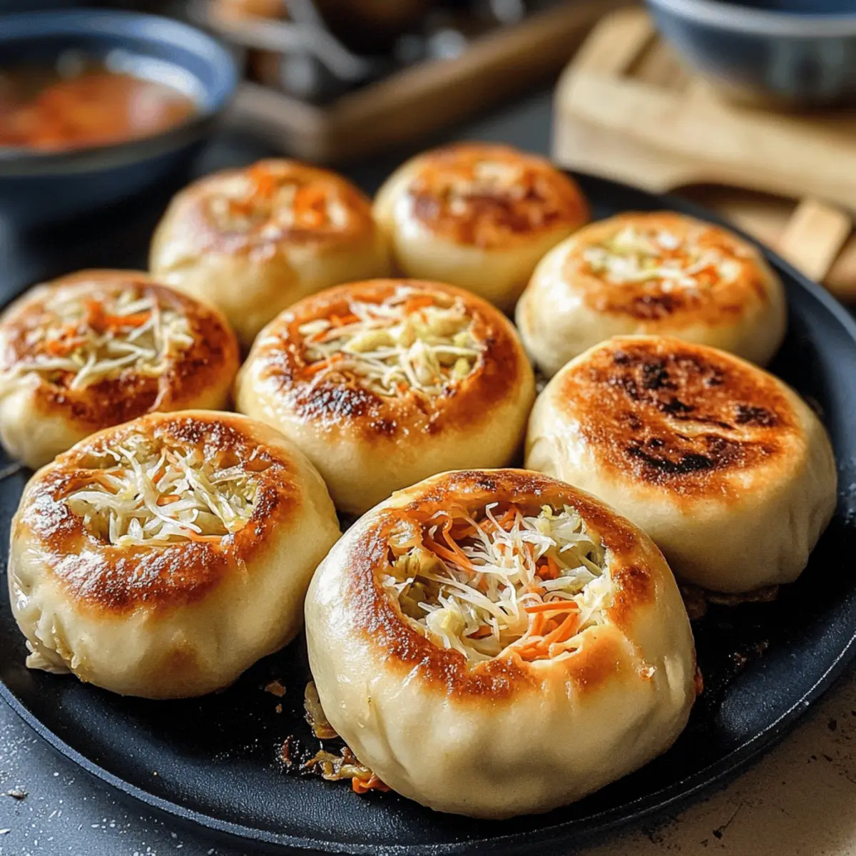 Pfannengebratene Kohl- und Nudelbrötchen