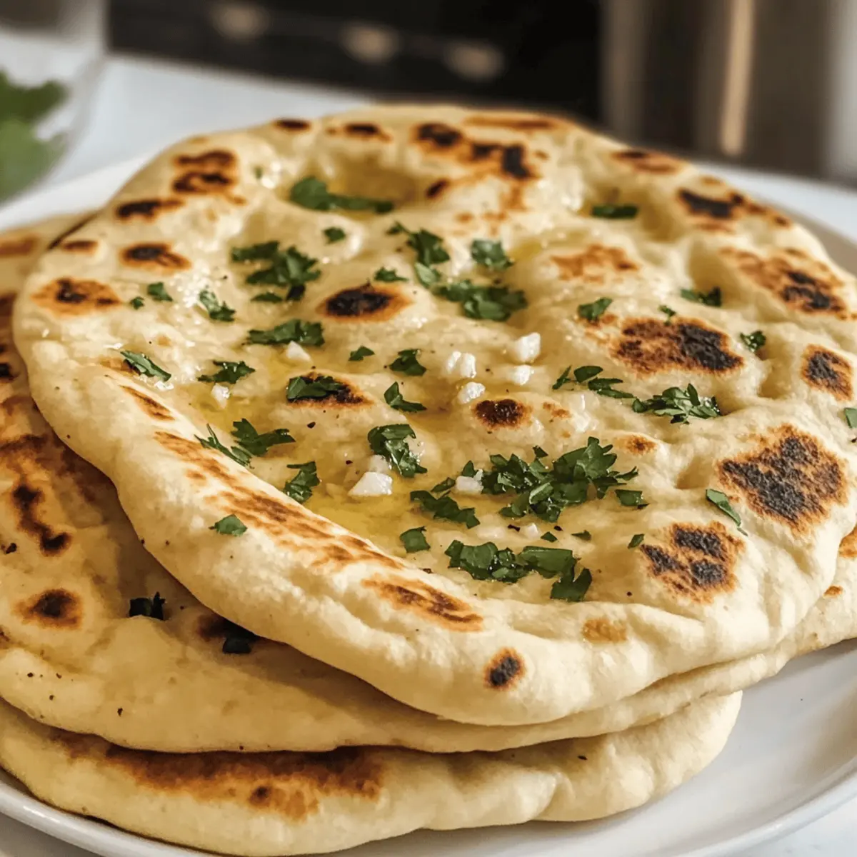 Hüttenkäse Knoblauch Naan (Ohne Hefe)