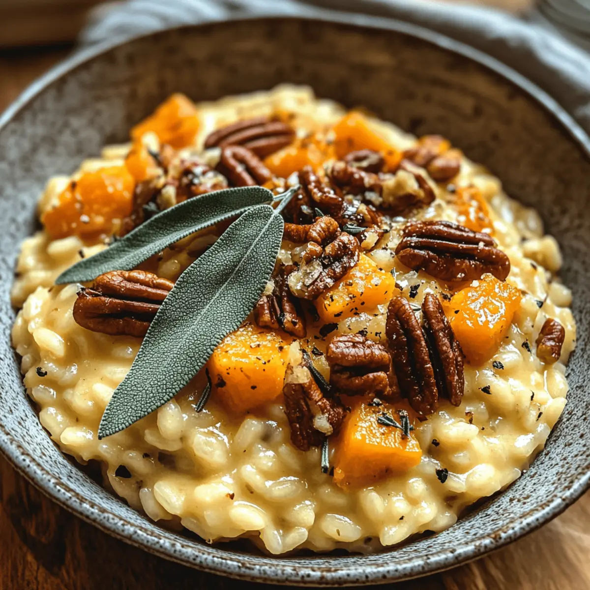 Roasted Butternut Squash Risotto with Sage and Pecans