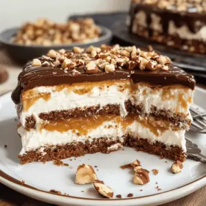 Butterkeks-Kuchen ohne Backen mit Milchmädchen Karamell