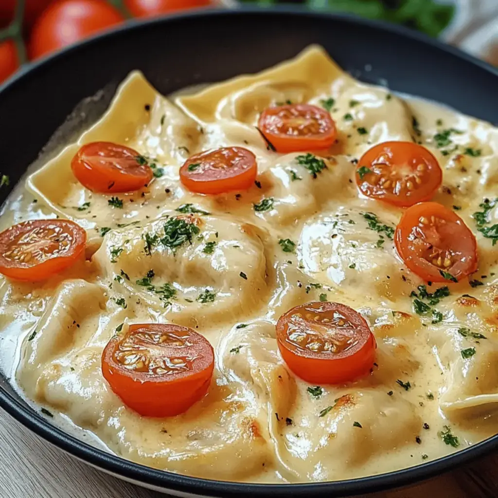 Creamy Maultaschen with cheese sauce