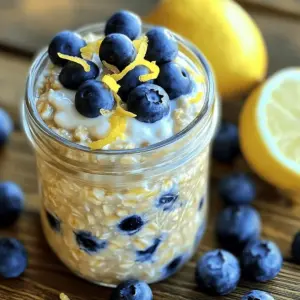 Zitronen-Blaubeer-Übernacht-Haferflocken Köstlicher Gesundheitskick