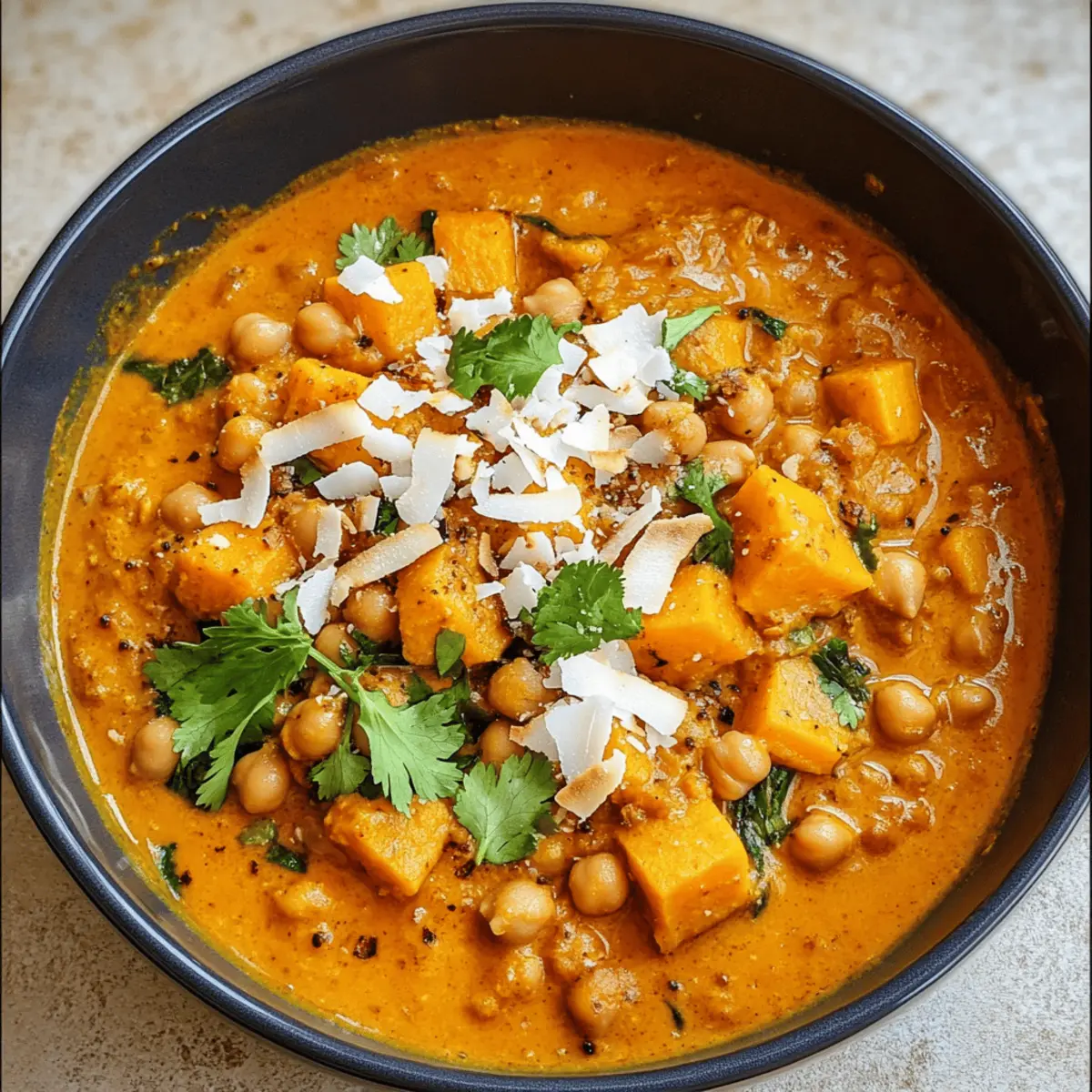 Kürbis-Curry-Rezept Zutaten: - 1 kg Kürbis - 2 Zwiebeln - 3 Knoblauchzehen - 1 Stück Ingwer - 400 ml Kokosmilch - 2 EL rote Currypaste - 1 TL Kurkuma - 1 TL Kreuzkümmel - Salz - Pfeffer - Pflanzenöl - Frische Korianderblätter zum Garnieren Anleitung: 1. Den Kürbis schälen, entkernen und in Würfel schneiden. 2. Zwiebeln, Knoblauch und Ingwer fein hacken. 3. In einem großen Topf das Pflanzenöl erhitzen und die Zwiebeln glasig braten. 4. Knoblauch und Ingwer hinzufügen und kurz mitbraten. 5. Die Currypaste, Kurkuma und Kreuzkümmel hinzufügen und kurz rösten. 6. Den Kürbis in den Topf geben und gut vermengen. 7. Die Kokosmilch hinzufügen und zum Kochen bringen. 8. Das Curry bei niedriger Hitze 20-25 Minuten köcheln lassen, bis der Kürbis weich ist. 9. Mit Salz und Pfeffer abschmecken. 10. Mit frischen Korianderblättern garnieren und servieren.