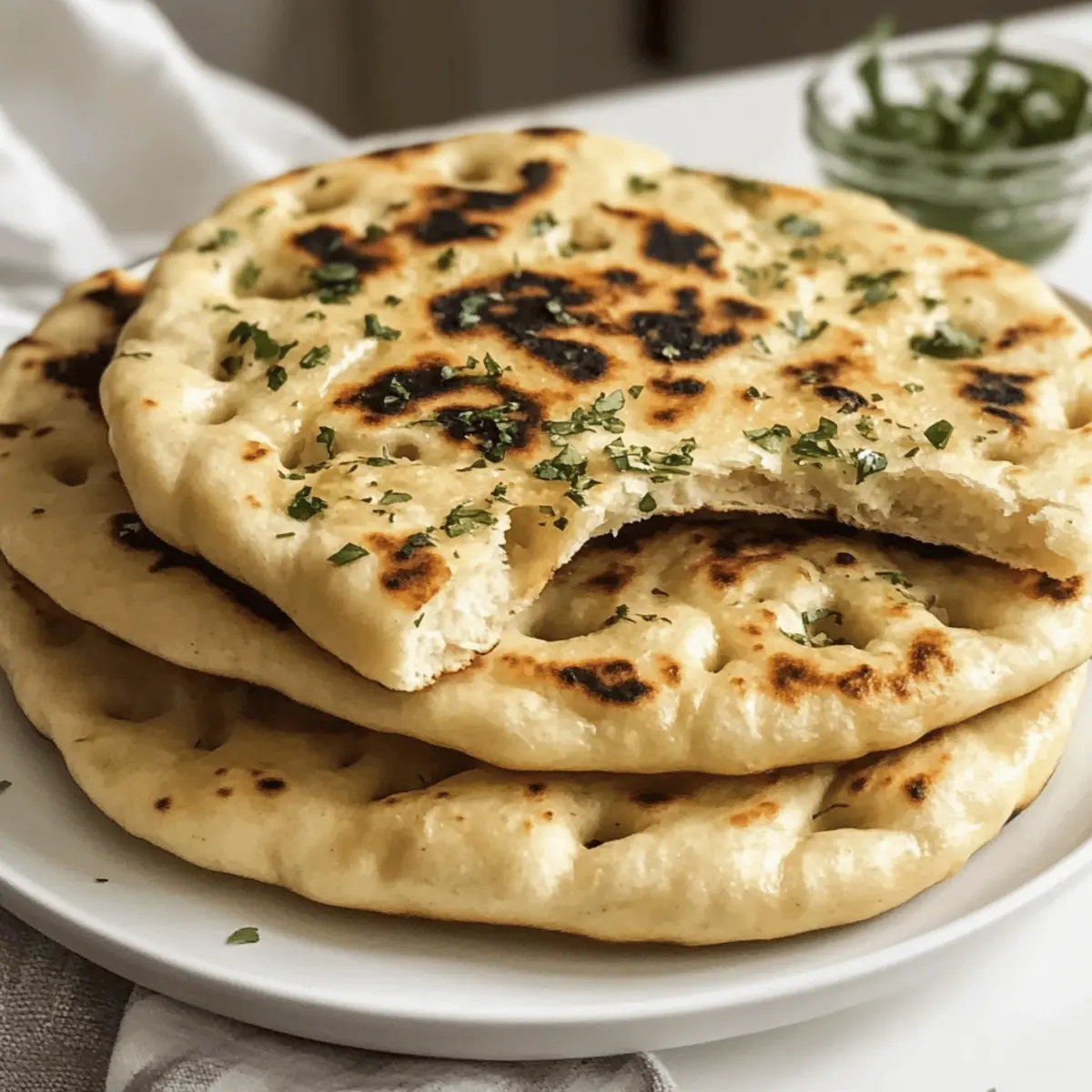 Hüttenkäse Knoblauch Naan (ohne Hefe)