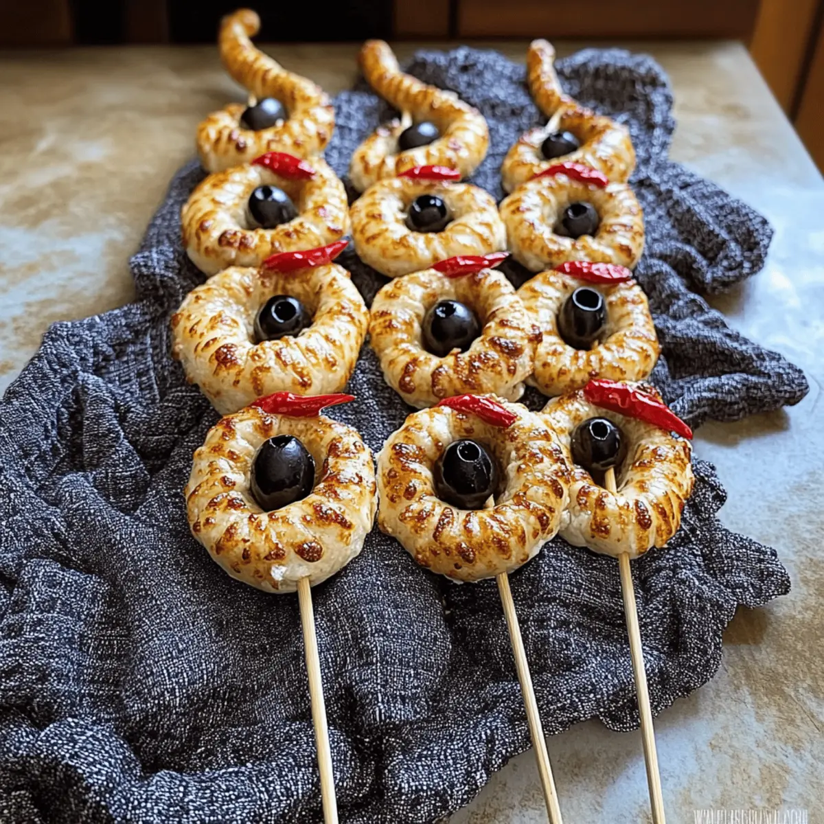 Pizza-Schlangen für Halloween