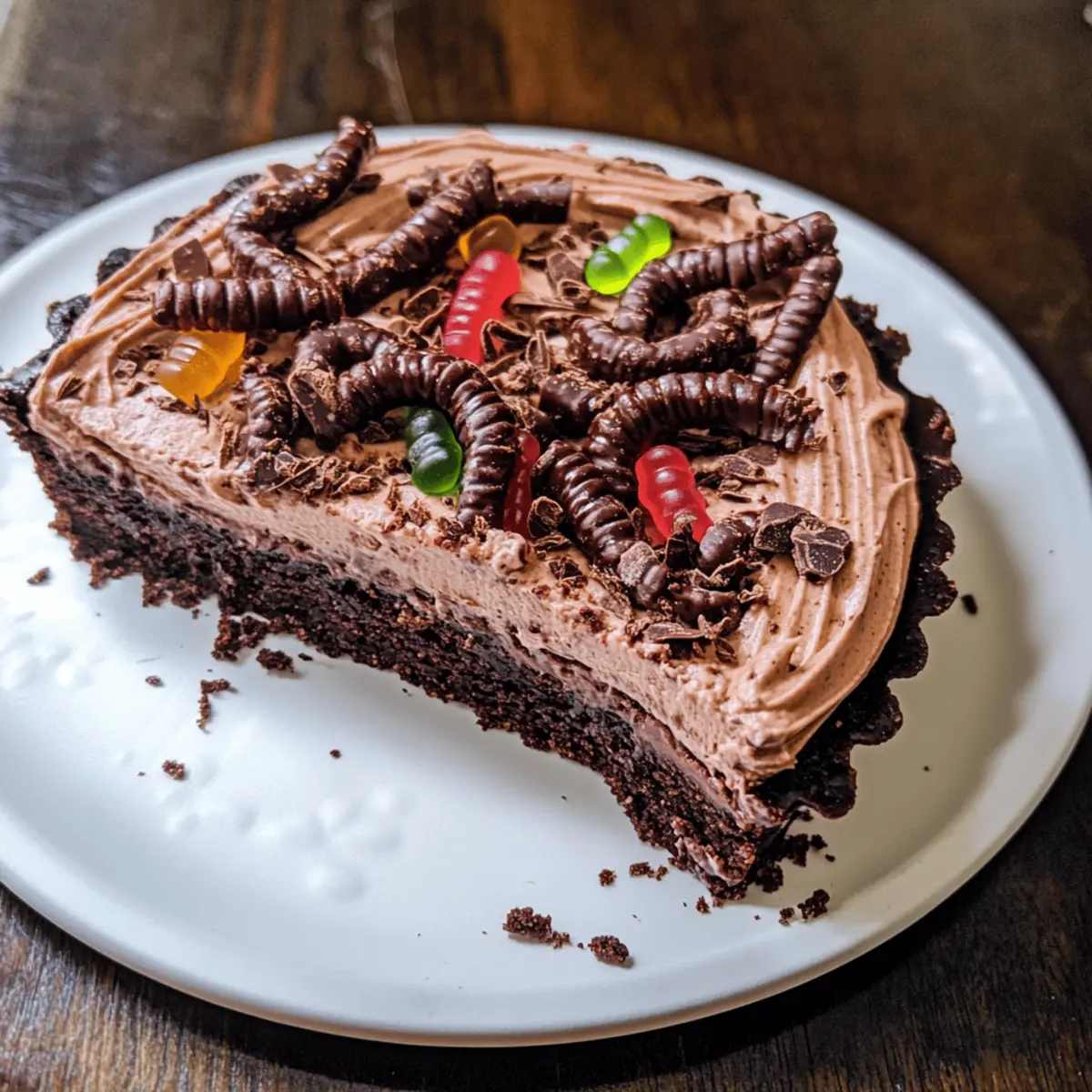 Dunkle Schokoladen-Pekannuss "Würmer im Boden" Mousse-Tarte