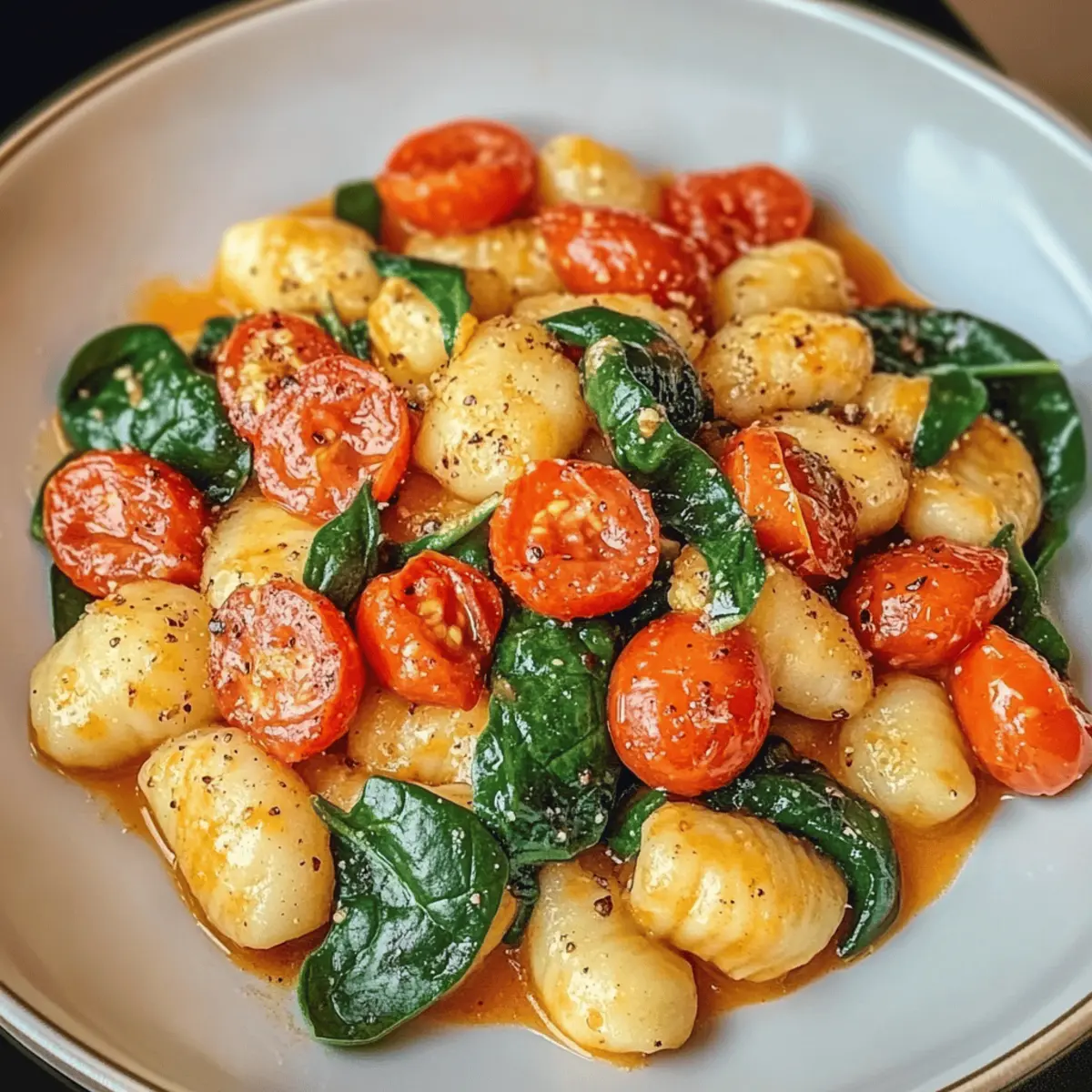 Schnelle Gnocchi-Pfanne mit Tomate & Spinat