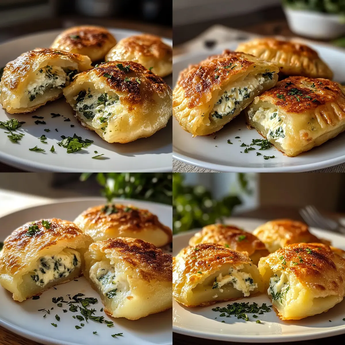 Vegetarische Kartoffeltaschen mit Frischkäsefüllung