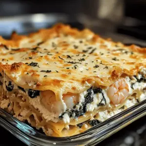 Garnelen-Lasagne mit Weißer Sauce und Käse genießen