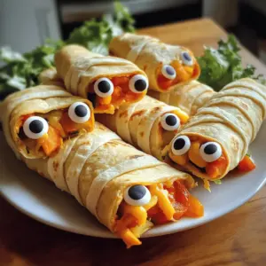 Gruselig-süße Mumien-Gemüse-Wraps