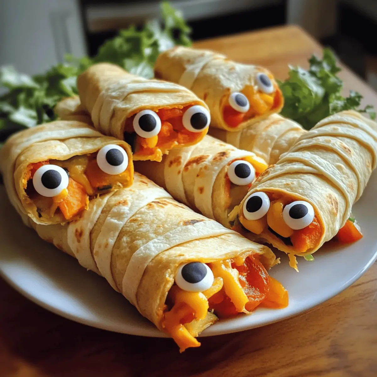 Gruselig-süße Mumien-Gemüse-Wraps