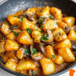 Vegane Gnocchi Pfanne mit Kürbis und Champignons