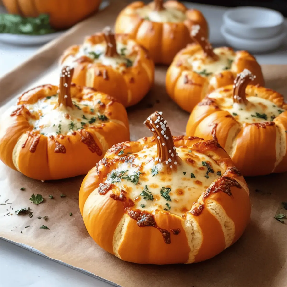 Einfache mit Pizza gefüllte Kürbisse für das Halloween-Dinner