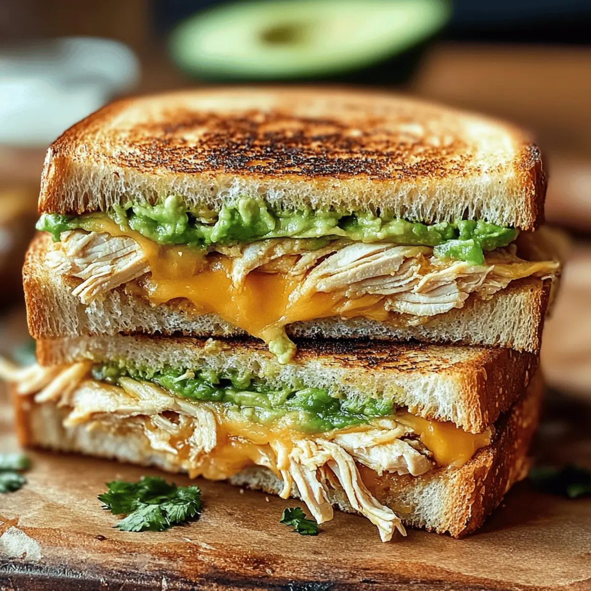 Unwiderstehliches Hühnchen-Avocado-Melt-Sandwich