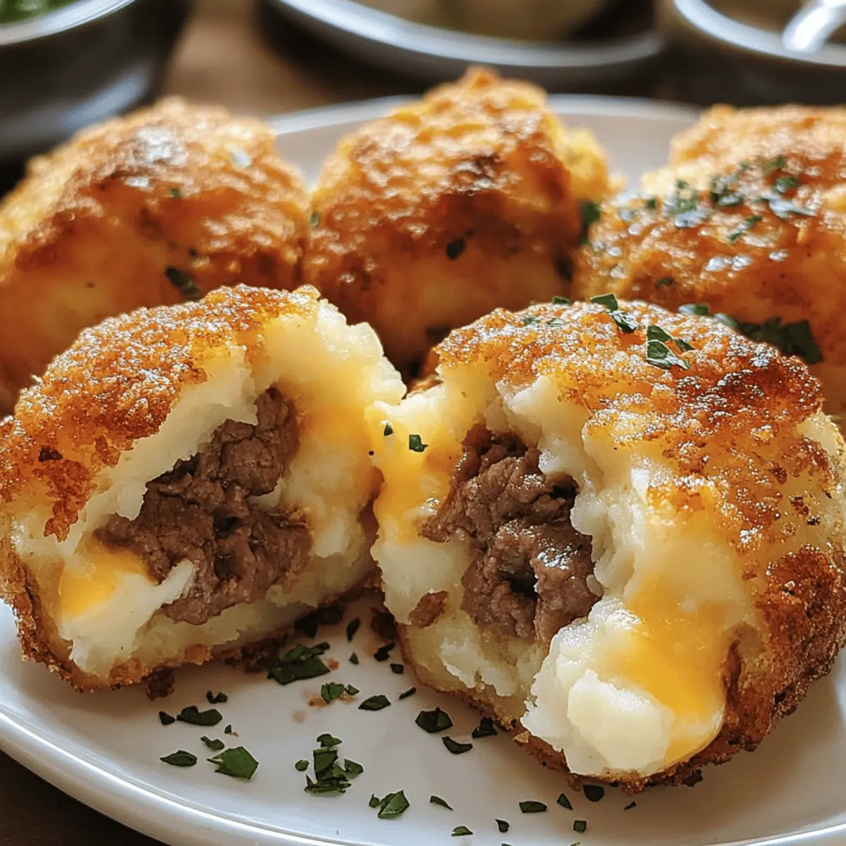 Crispy Kartoffelbrei gefüllt mit Käse und Rindfleisch Rezept