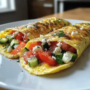 Griechischer Salat im Omelett-Wrap