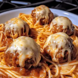 Spooky Spaghetti und Käse gefüllte Fleischbällchen