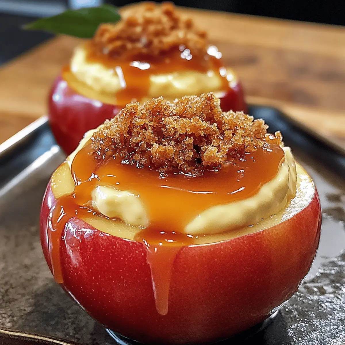 Mit Käsekuchen gefüllte Äpfel