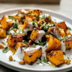 Goldbraun gerösteter Kürbis mit Joghurtsauce