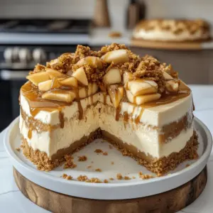 Rezept für Apfel-Käsekuchen mit gesalzenem Karamell