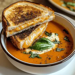Roasted tomato soup and grilled cheese sandwich