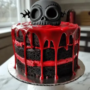 Horror-Kuchen-Rezept (Schwarz-rote Scream-Masken-Torte)