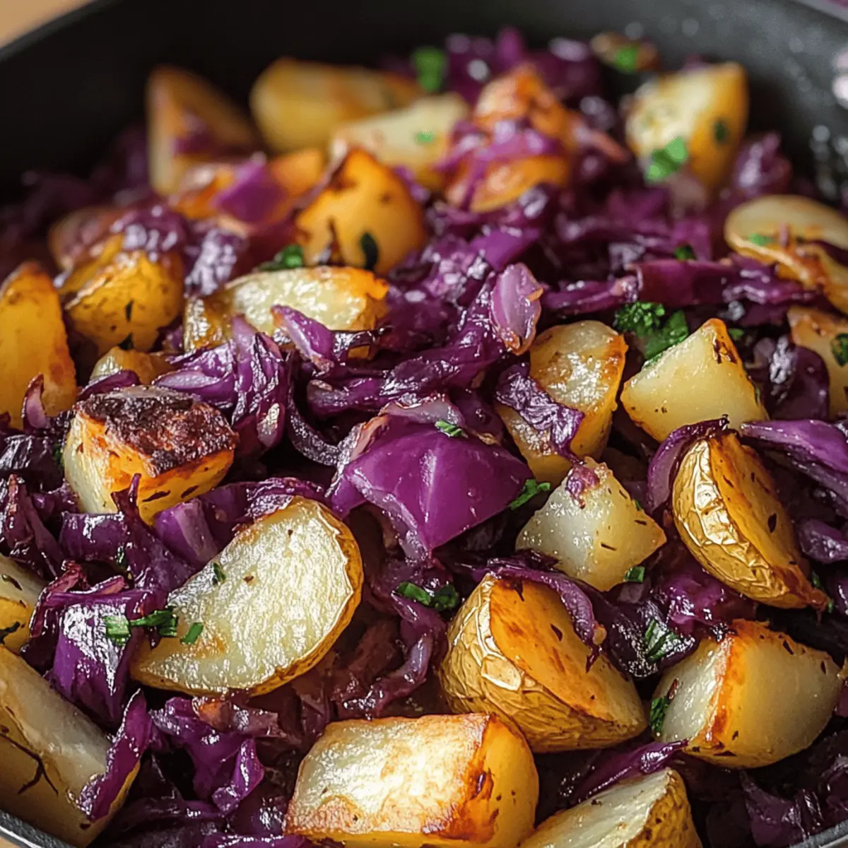 Rotkohl Pfanne mit Kartoffeln