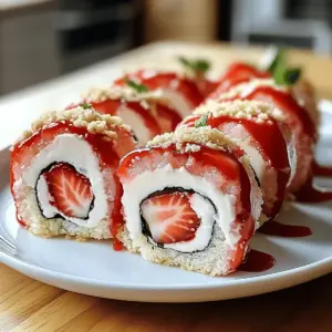Erdbeerkuchen Sushi Rolle Dessert Rezept