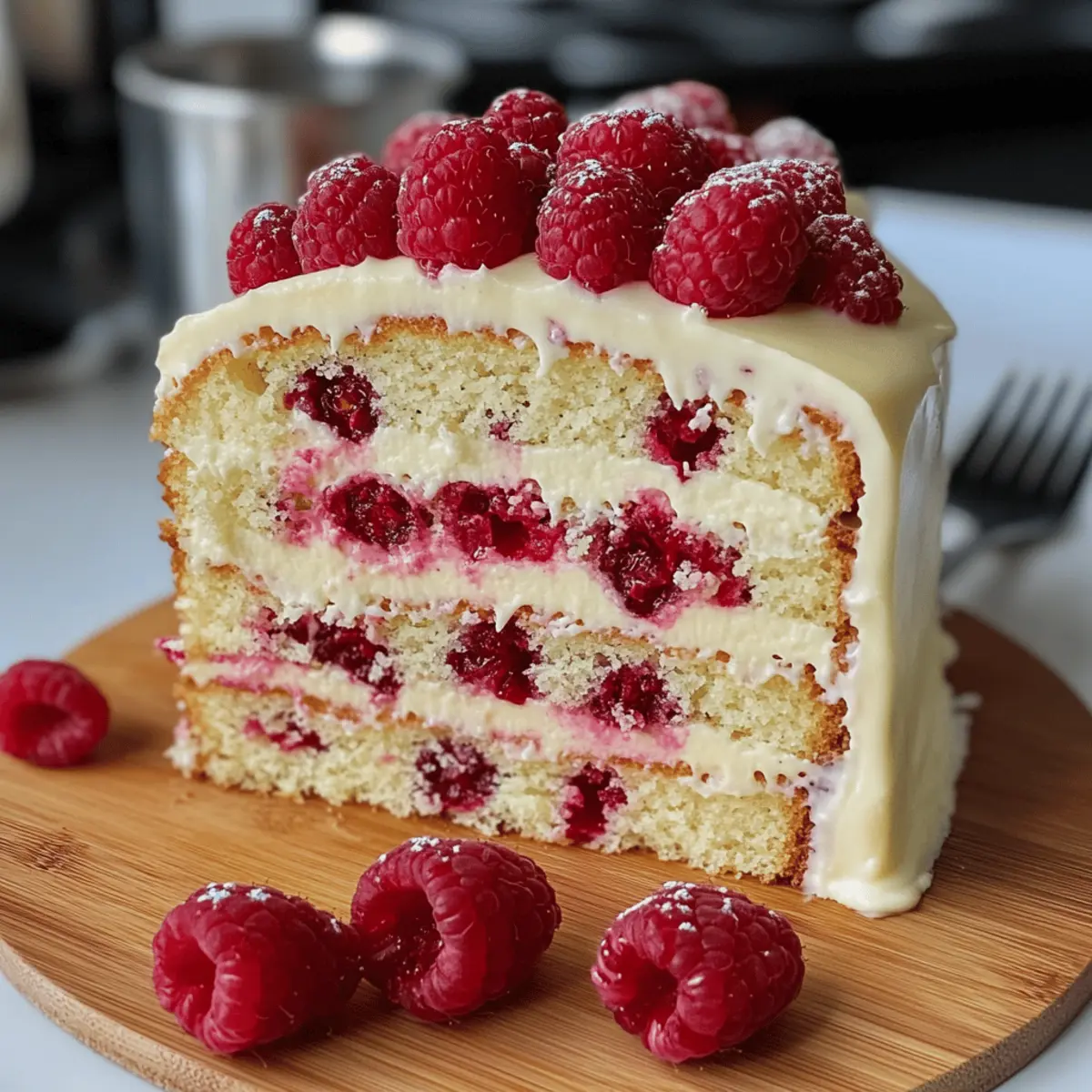 Weißer Schokoladen Himbeer Kuchen