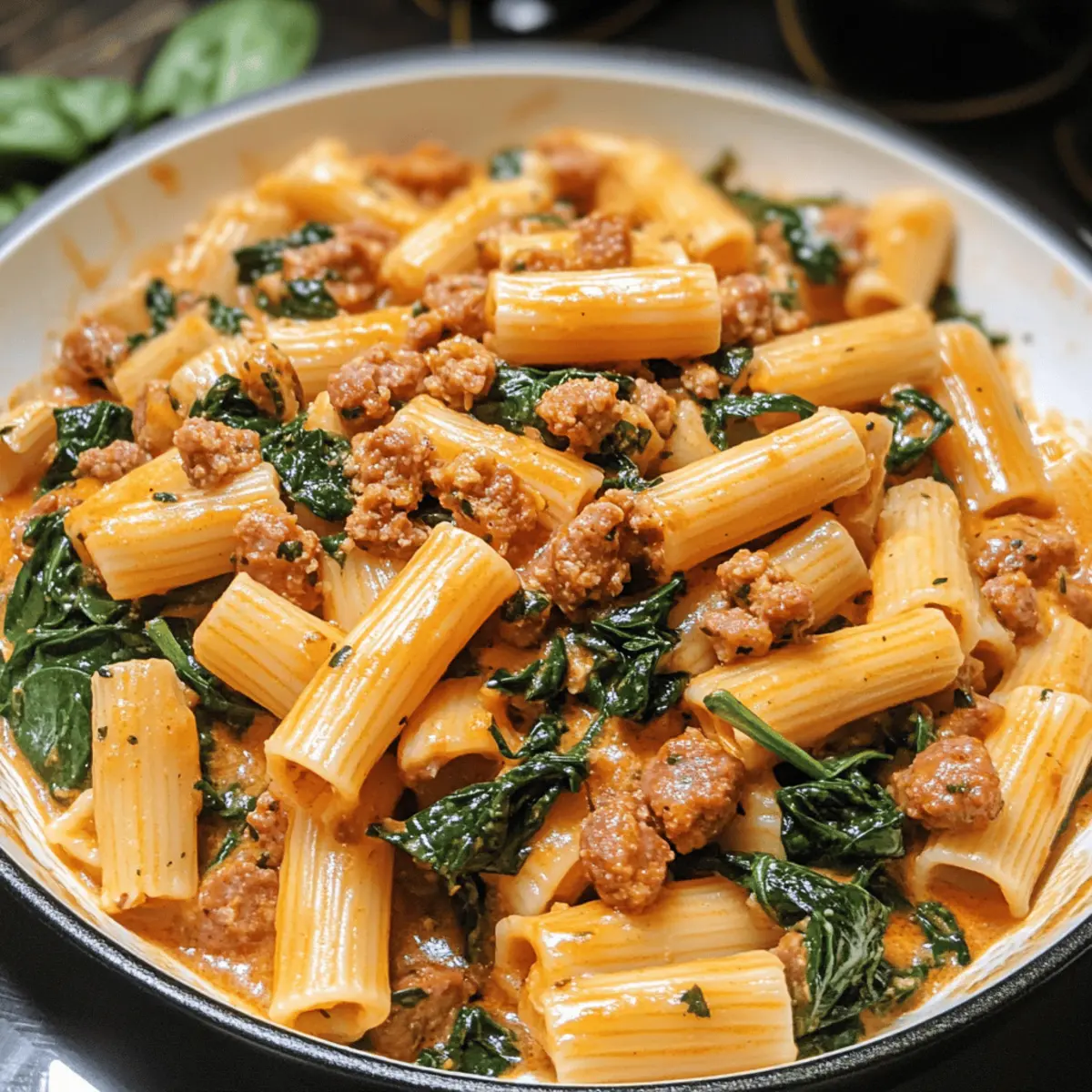 Cremige Wurst Rigatoni